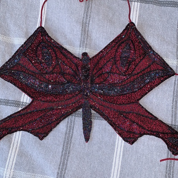 Y2K beaded butterfly backless halter top - Picture 2 of 8